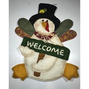 Fabric Wall Hanging Thanksgiving Turkey Vintage Door Hanger Welcome Sign Autumn